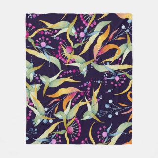 Diverse plant pattern: seamless watercolor design fleece blanket