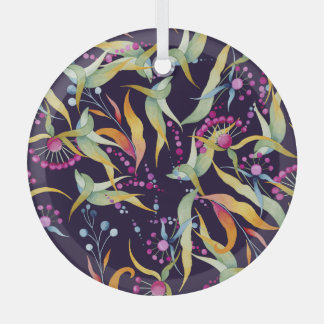 Diverse plant pattern: seamless watercolor design glass tree decoration