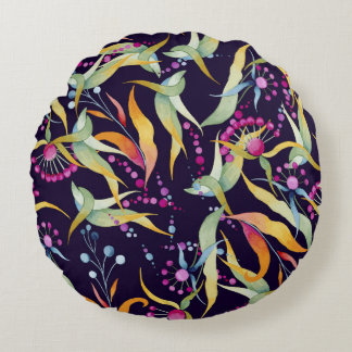 Diverse plant pattern: seamless watercolor design round cushion