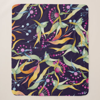 Diverse plant pattern: seamless watercolor design sherpa blanket
