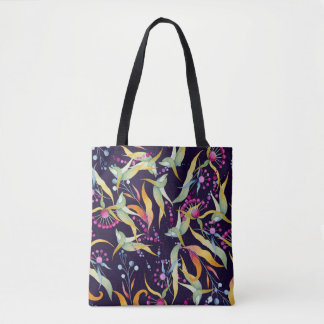 Diverse plant pattern: seamless watercolor design tote bag