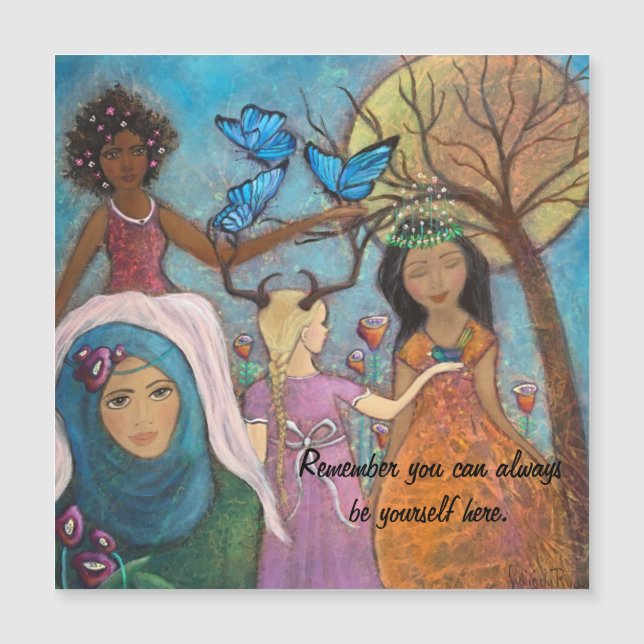 Diverse Women Whimsical Art Magnetic Card (Front)