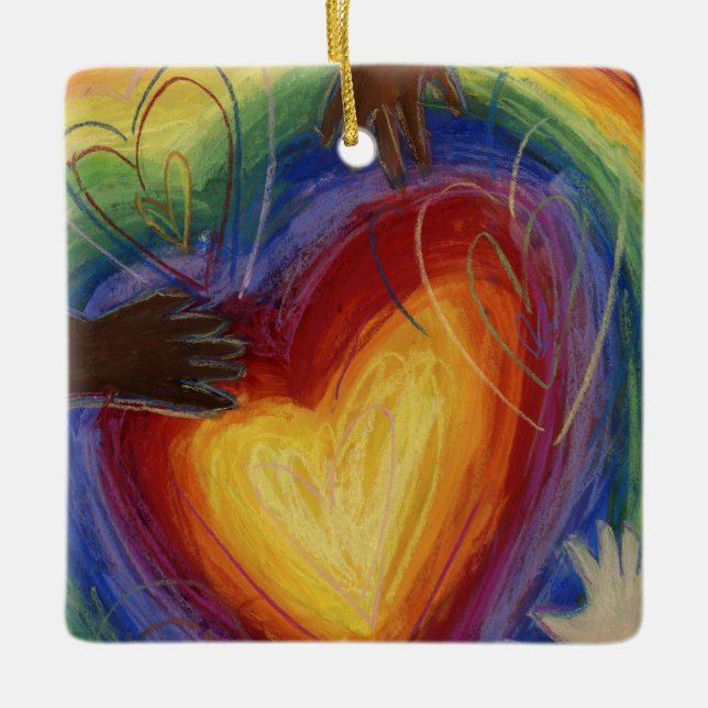 Diversity DEI Hearts Holiday Gift Ornaments (Front)