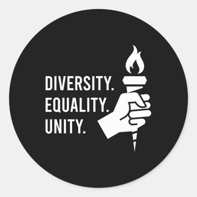 Diversity. Equality. Unity. A Feminist  Classic Round Sticker (Front)