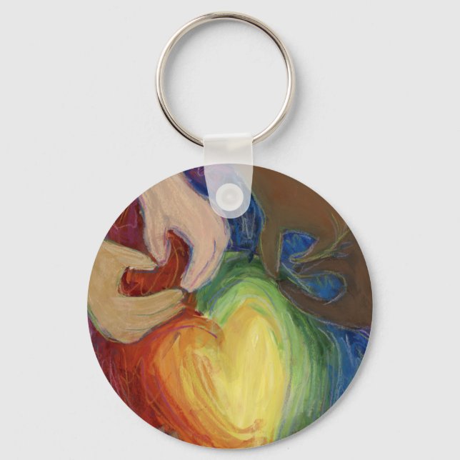 Diversity, Equity, & Inclusion DEI Hearts Keychain (Front)