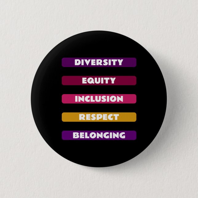 Diversity Equity Inclusion Respect Belonging Pack  6 Cm Round Badge (Front)