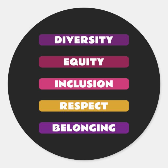 Diversity Equity Inclusion Respect Belonging Pack  Classic Round Sticker (Front)