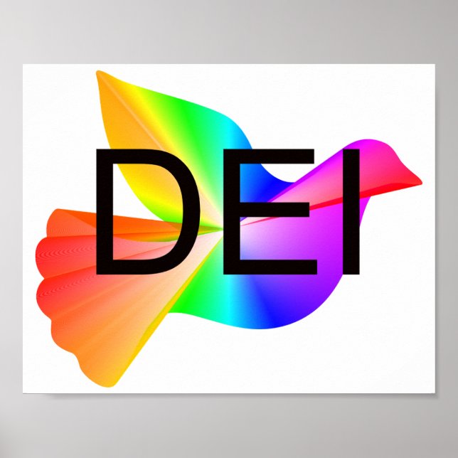 Diversity Equity Inclusion with rainbow peace dove Poster (Front)