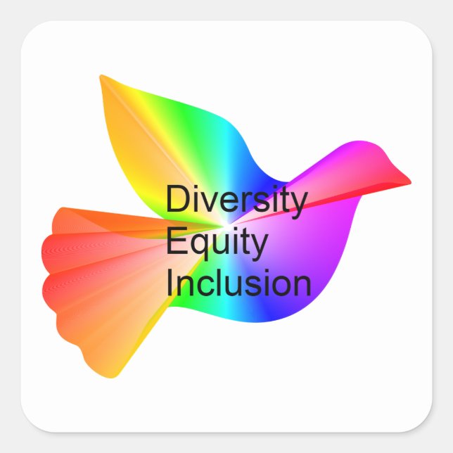 Diversity Equity Inclusion with rainbow peace dove Square Sticker (Front)