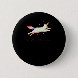 Diversity Equity Inclusion With Unicorn Cat Sticke 6 Cm Round Badge
