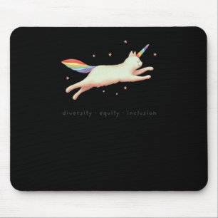 Diversity Equity Inclusion With Unicorn Cat Sticke Mouse Mat