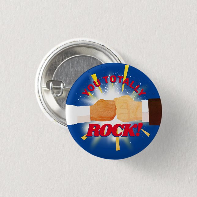 Diversity fist bump employee recognition award 3 cm round badge (Front & Back)