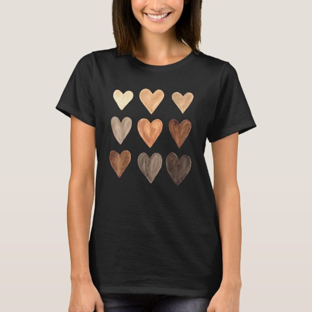 Diversity Heart Skin Tones Black Pride Melanin Kin T-Shirt (Front)