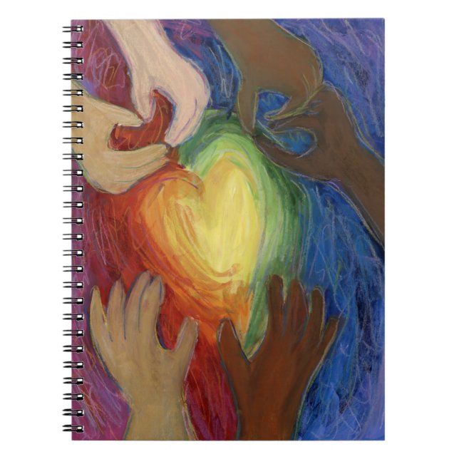 Diversity Hearts Hands Love Art Journal Notebook (Front)