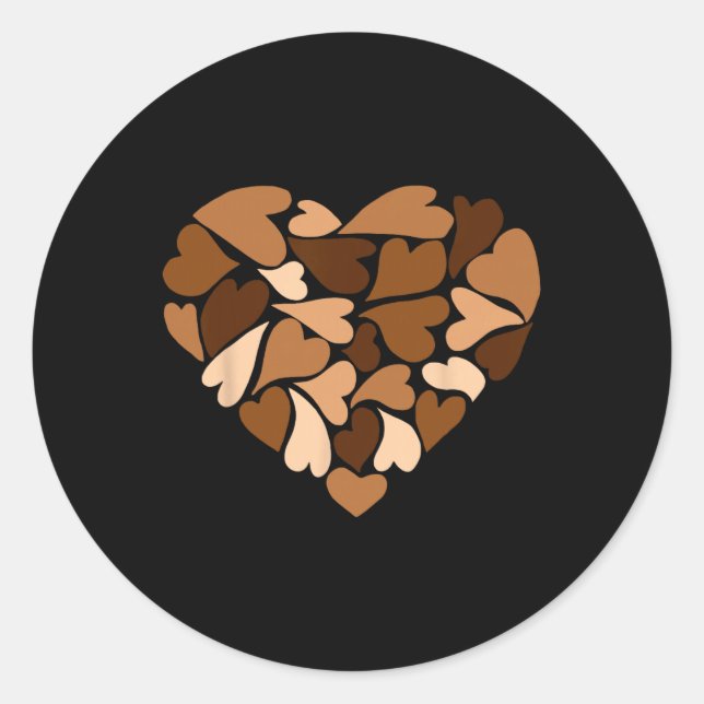 Diversity Hearts Love Black History Month Melanin  Classic Round Sticker (Front)