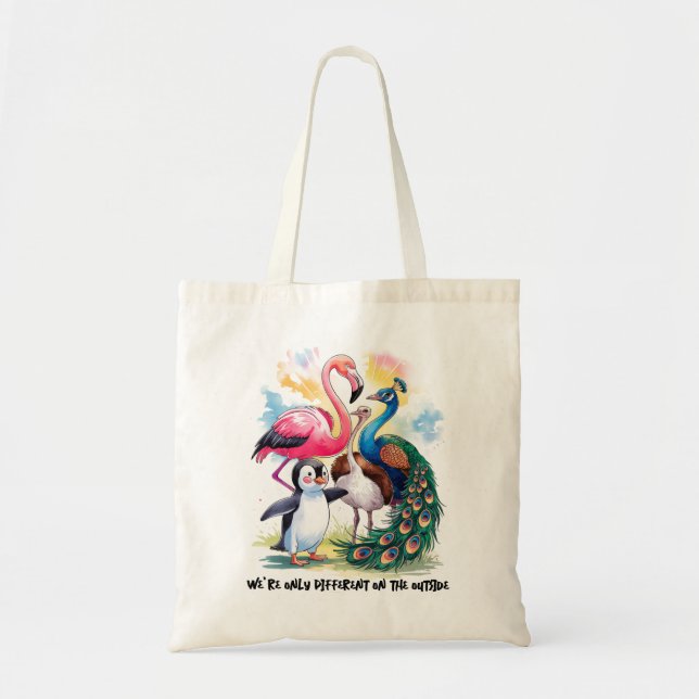 Diversity Inclusiveness Flamingo and Friends  Tote Bag (Front)