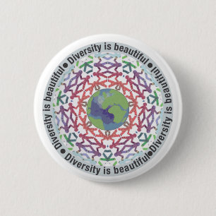 Diversity is beautiful world 6 cm round badge