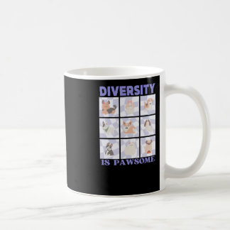Diversity Is Pawsome Cute Groovy Retro Vibes Dog B Coffee Mug