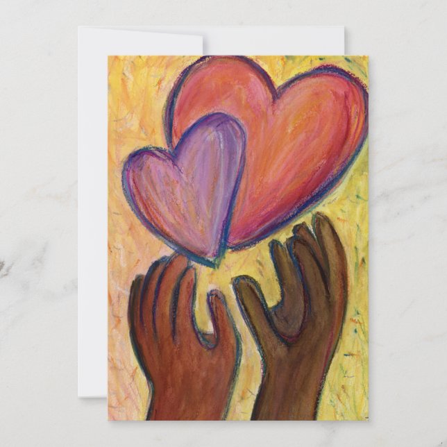 Diversity Love Hearts Hands Colourful Invitations (Front)