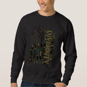 Diversity United States Distressed Camo w US Flag Sweatshirt