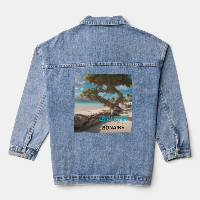 Divi divi tree and beach denim jacket (Back)