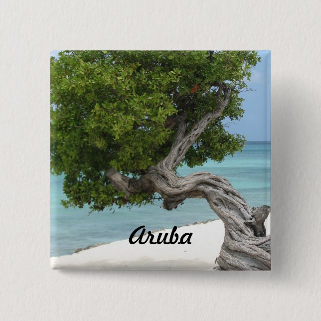 Divi Divi Tree in Aruba 15 Cm Square Badge (Front)