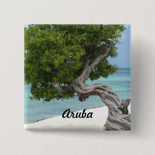 Divi Divi Tree in Aruba 15 Cm Square Badge