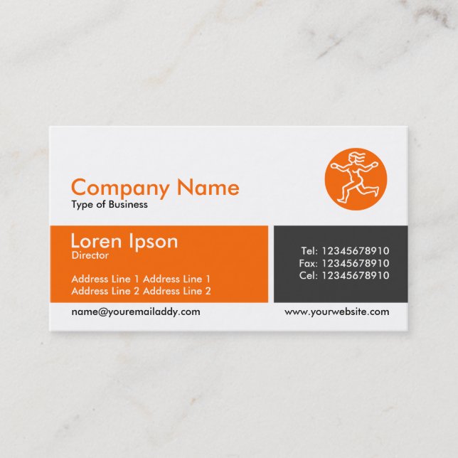 Divided Band - Orange and Dark Grey Business Card (Front)
