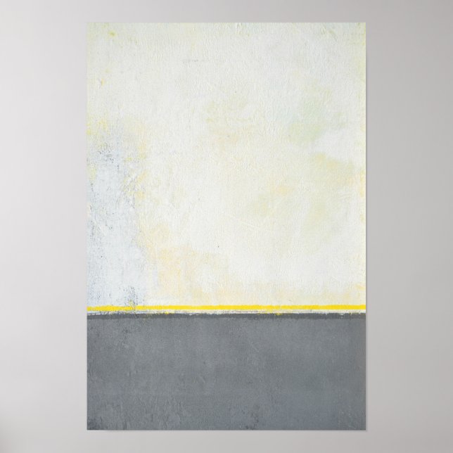 'Divided' Grey and Yellow Abstract Art Poster (Front)