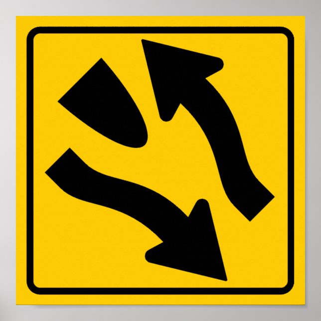 Divided Highway Begins Highway Sign (Front)