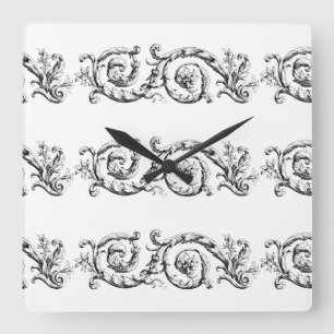 divider flourish ornamental square wall clock