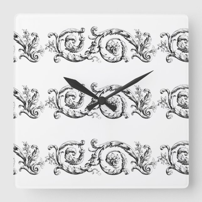 divider flourish ornamental square wall clock (Front)