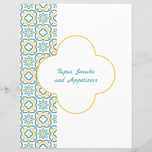 Divider Page for Blue Yellow Spanish Tile Binder (Front)