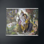 Divine All-Attractive Couple Krishna & Radha Tapestry<br><div class="desc">Tapestry  wall hanging of the Divine-All-Attractive Couple Krishna and Radha in their eternal blissful forest.</div>