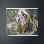 Divine All-Attractive Couple Krishna & Radha Tapestry<br><div class="desc">Tapestry  wall hanging of the Divine-All-Attractive Couple Krishna and Radha in their eternal blissful forest.</div>