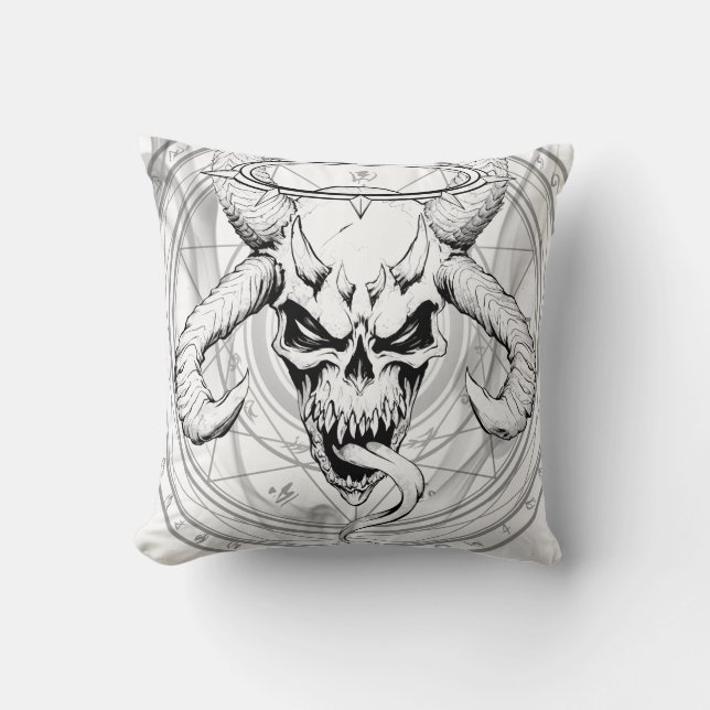 Divine Arcane Skull of Death White Cushion (Front)