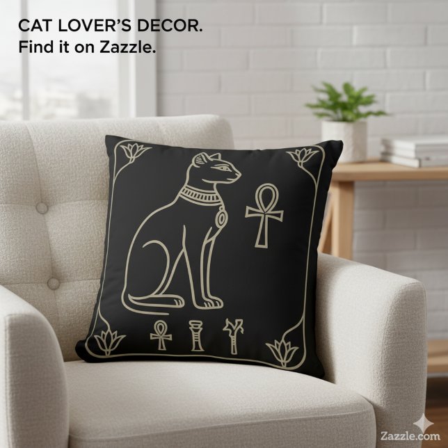 Divine Bastet Golden Egyptian God Art Cushion (Creator Uploaded)