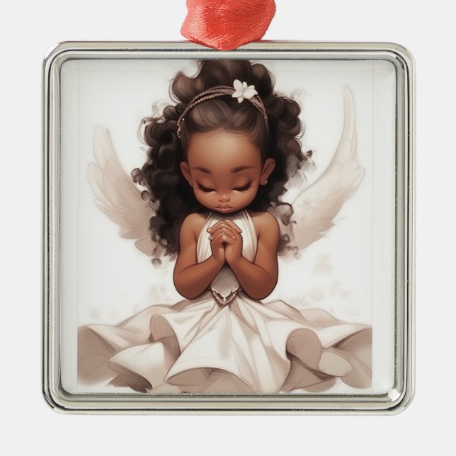 Divine Black Angel Intercessions Metal Tree Decoration (Front)