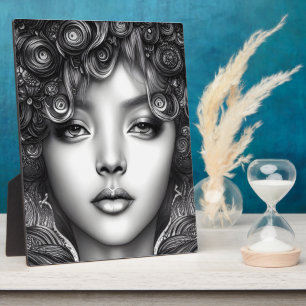 Divine Black Girl Digital Art Portrait Tabletop Plaque