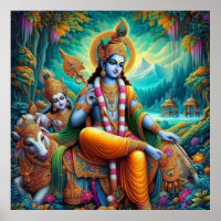 Divine Blue Spiritual Krishna Art