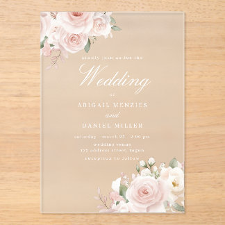 Divine Blush Wonderful Floral Wedding Acrylic Invitations