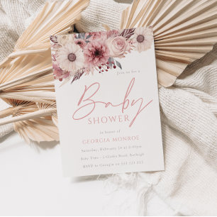 Divine Boho Blush & Rose Baby Shower Invitation