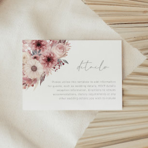 Divine Boho Blush & Rose Wedding Details Enclosure Card
