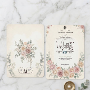 Divine Boho Blush Rose Wedding Invitation