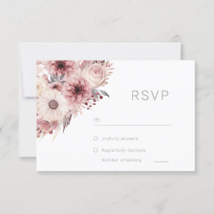 Divine Boho Blush & Rose Wedding RSVP Card