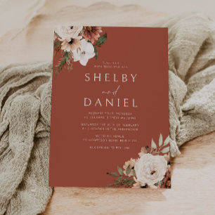 Divine Boho Floral Terracotta Wedding Invitation