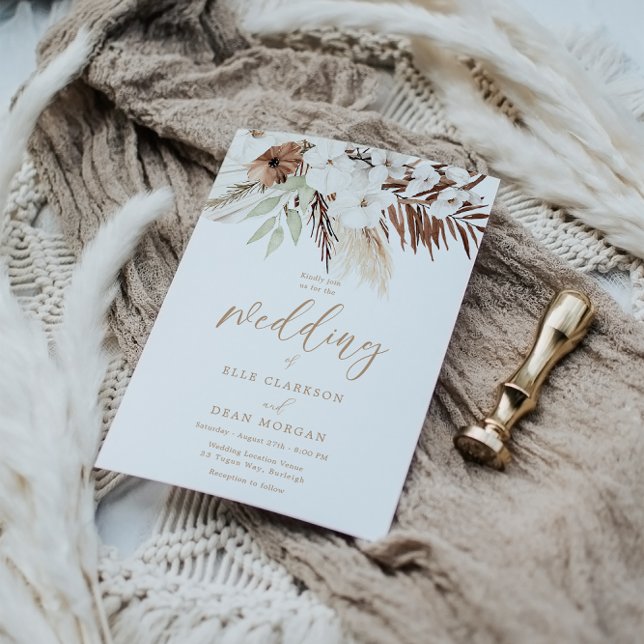 Divine Boho White Floral All Seasons Wedding Invitation (Creator Uploaded)