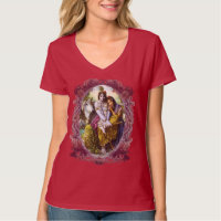 Divine Couple Radha and Krishna women's V-neck