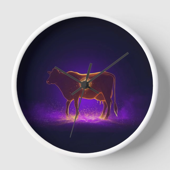 Divine Cow Silhouette | Govardhan Puja Spiritual Clock (Front)