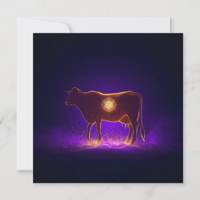 Divine Cow Silhouette | Govardhan Puja Spiritual Invitation (Front)